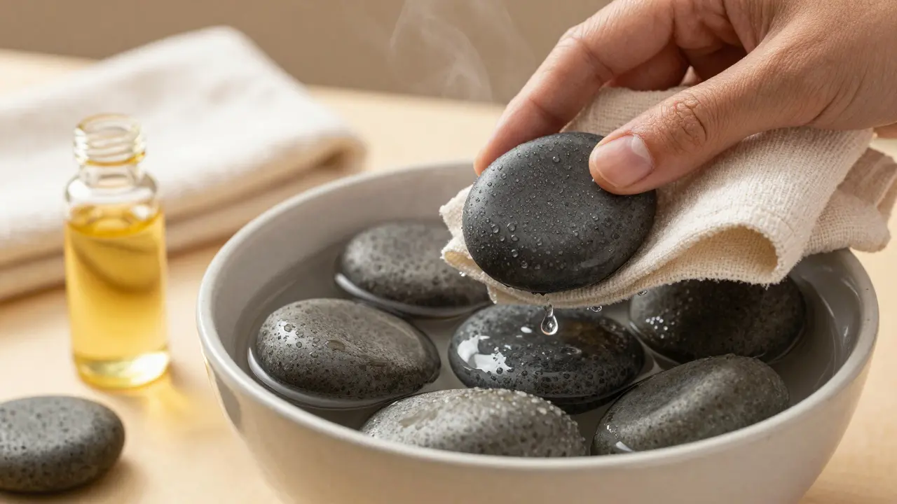 Jak smíchat vodu a olej při masáži lávovými kameny?