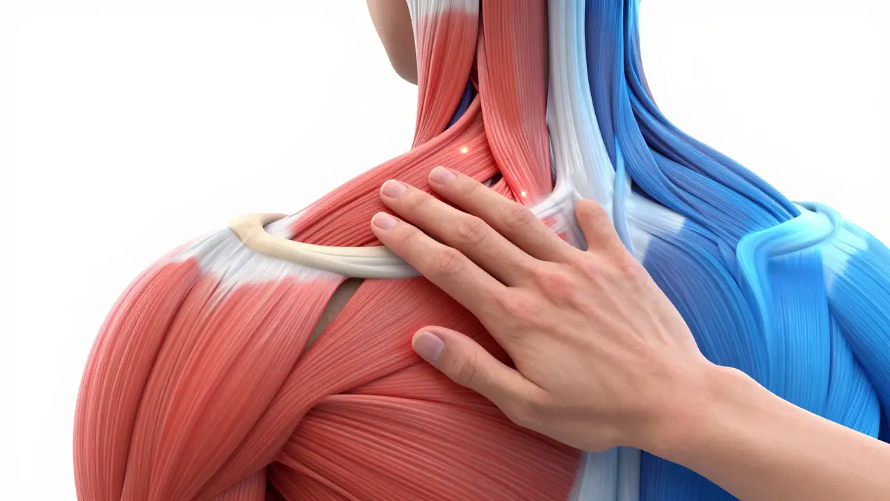 Konceptuální znázornění uvolňování svalového napětí a trigger pointů.