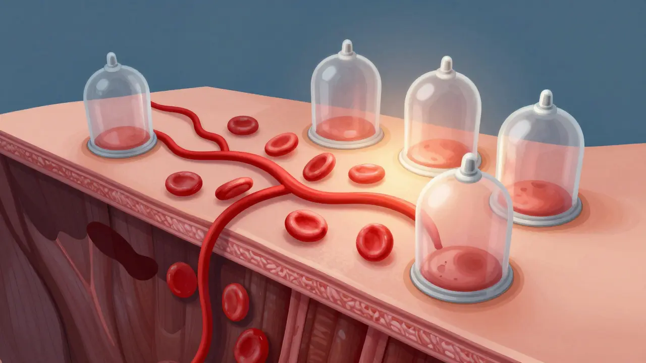 Ilustrace zlepšení prokrvení svalů pomocí podtlaku