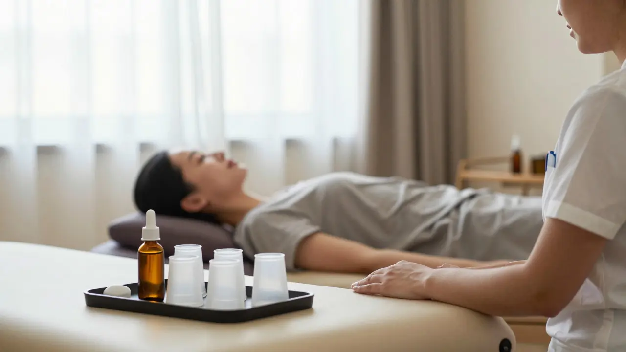 Klidná terapeutická místnost po zákroku vakuoterapie