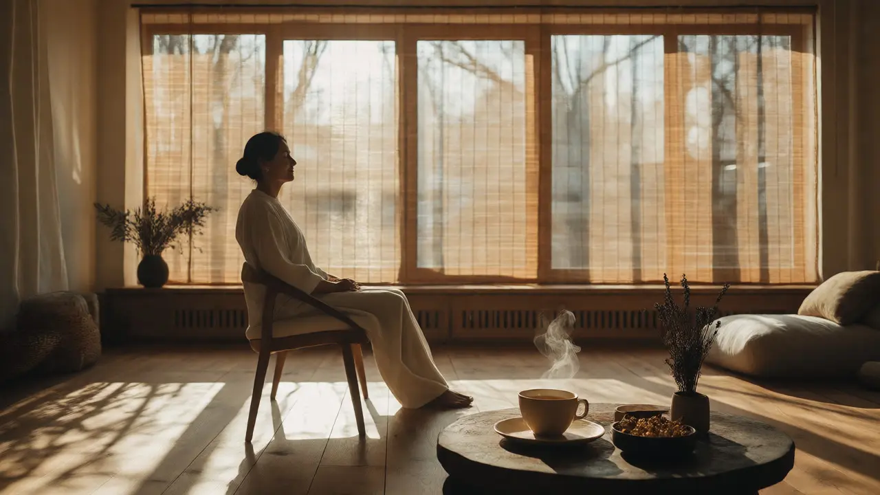 Uvolněný pacient po masáži v osvětlené wellness ordinaci